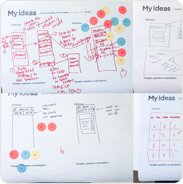 My ideas worksheets from ideation session